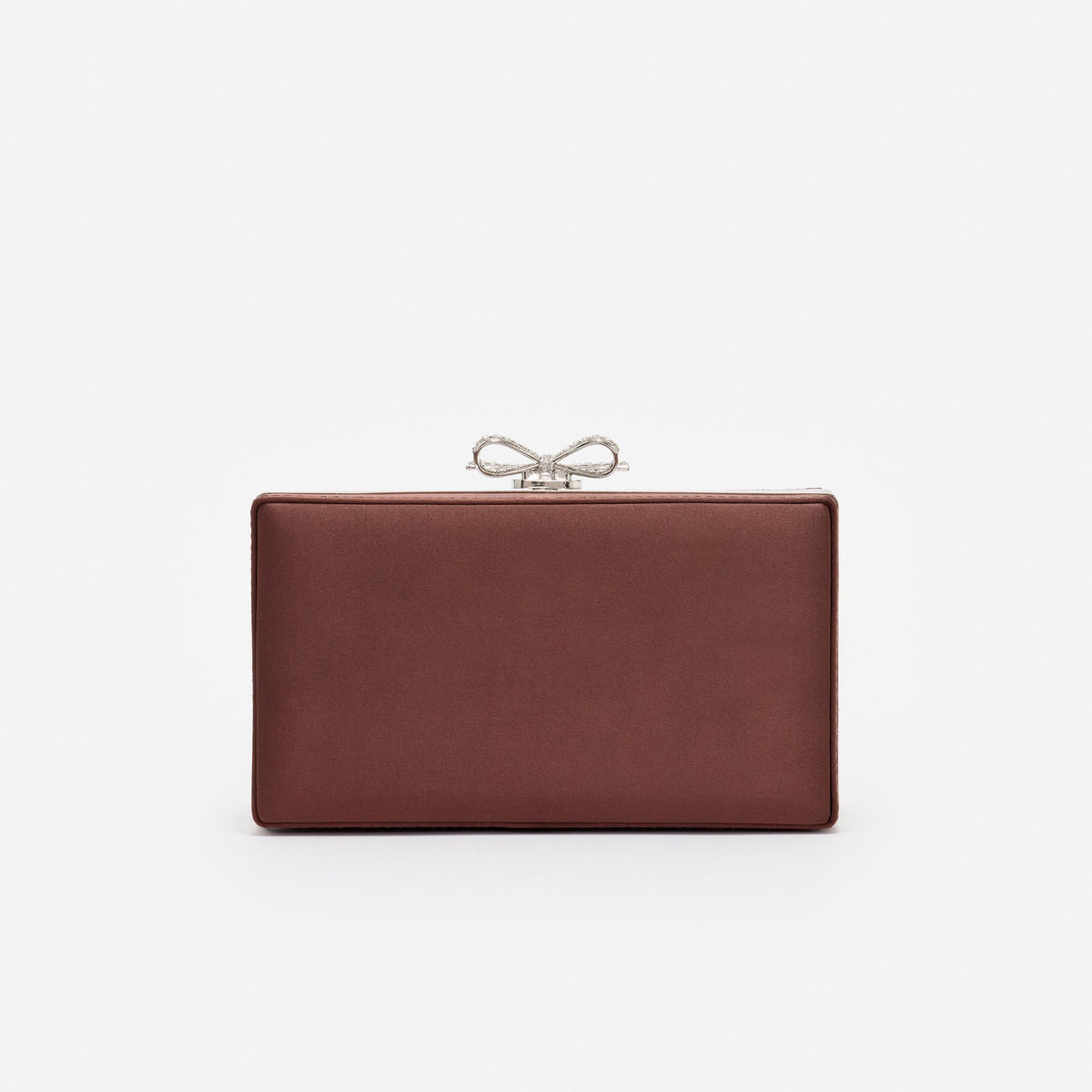 Kahverengi Kristal Fiyonk Detaylı Mini Clutch Çanta