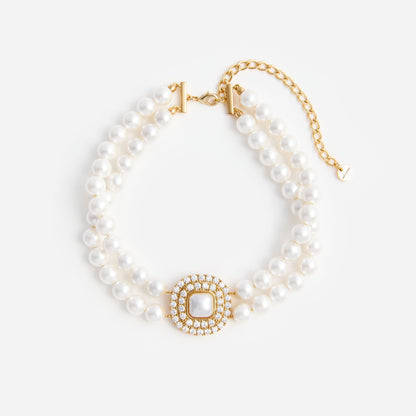 Altın Kristal ve İnci Choker Kolye