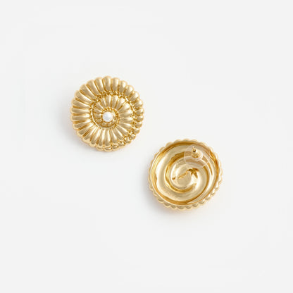 Altın Kristal ve İnci Detaylı Kabuk Küpe