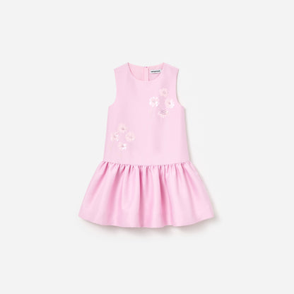 Pembe Payet Detaylı Tafta Çocuk Elbise