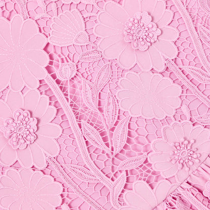 Pembe Çiçek Dantel Detaylı Kolsuz Çocuk Elbise