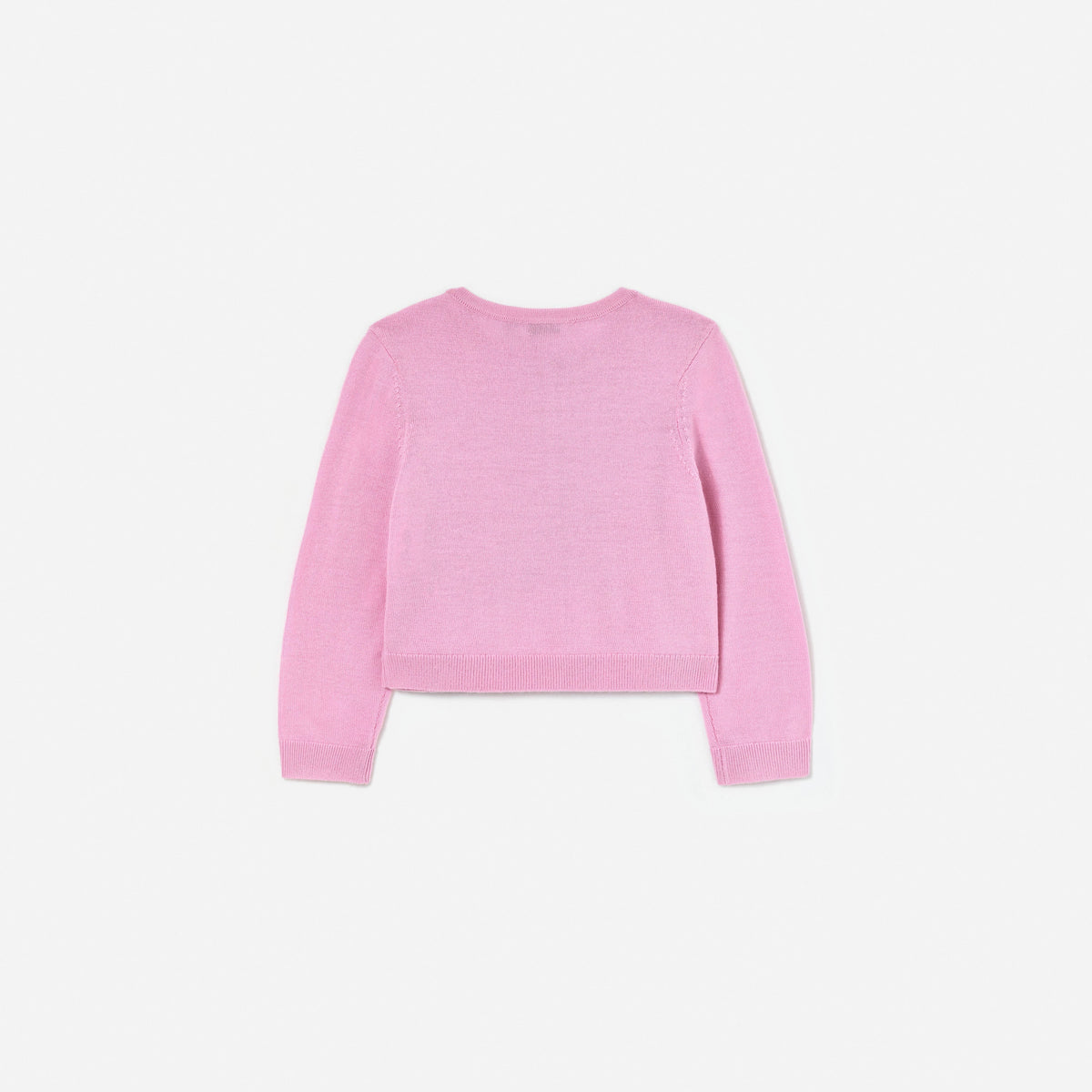 Pembe Çiçek Detaylı Ajurlu Örme Çocuk Hırka