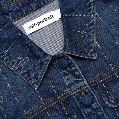 Mavi Taş Çizgili Denim Mini Elbise