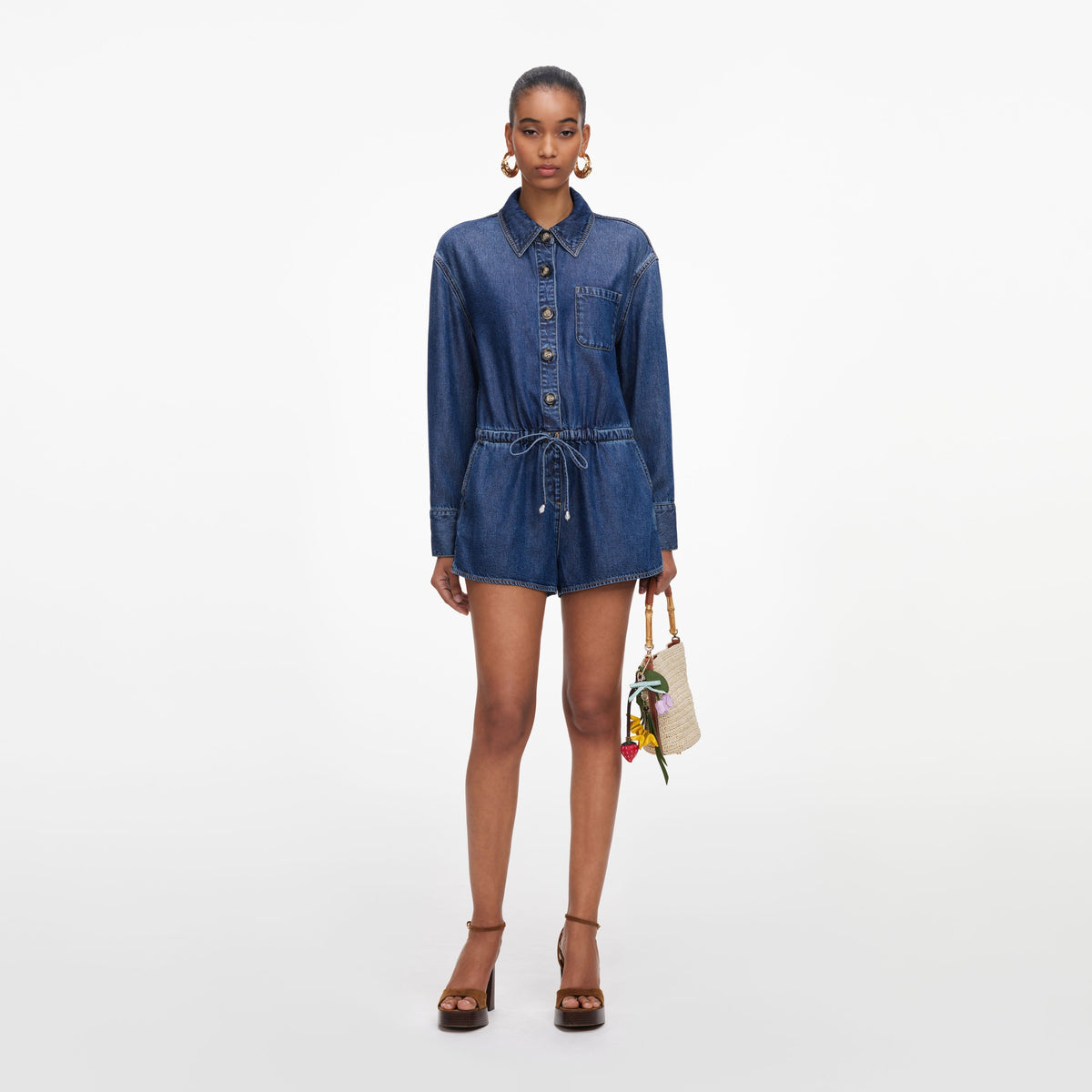 Mavi Rahat Kesim Denim Tulum