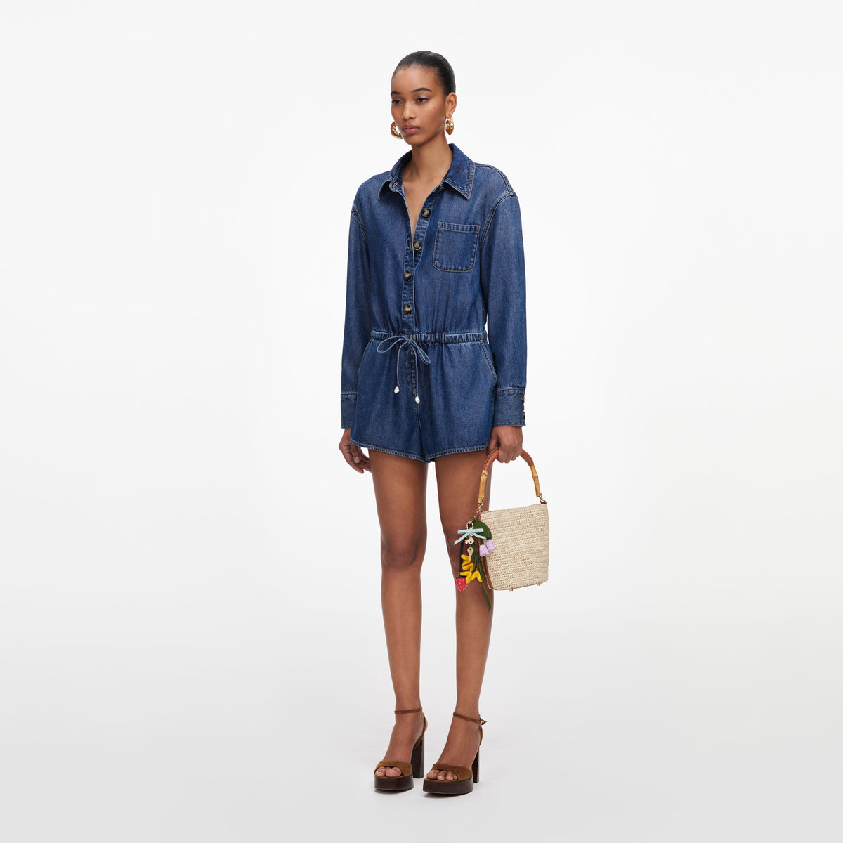 Mavi Rahat Kesim Denim Tulum
