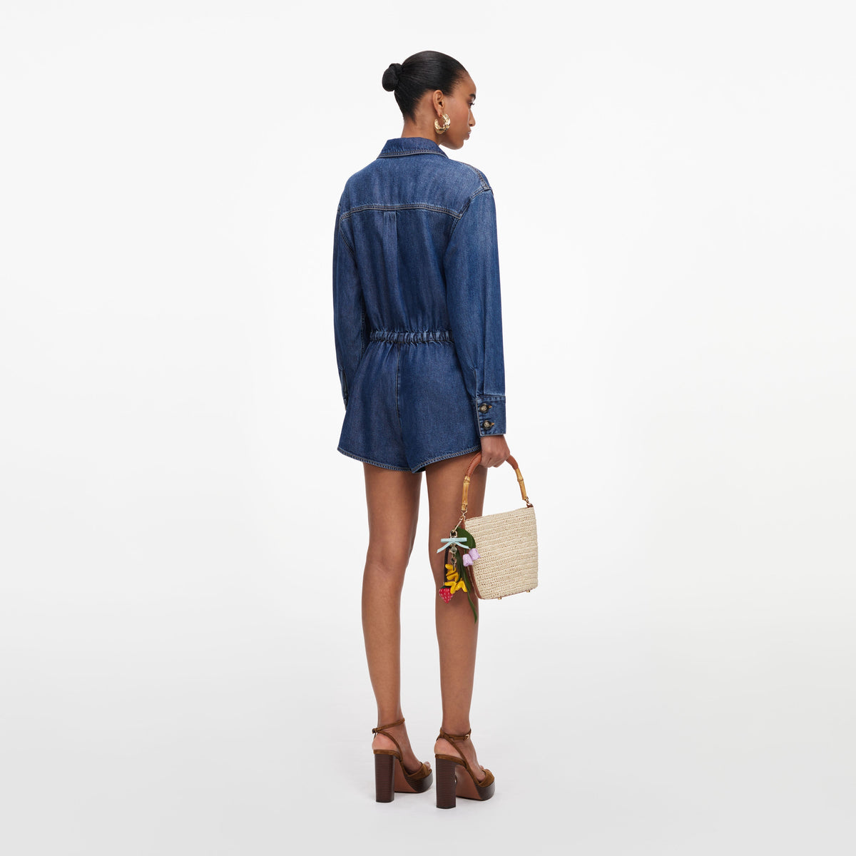 Mavi Rahat Kesim Denim Tulum