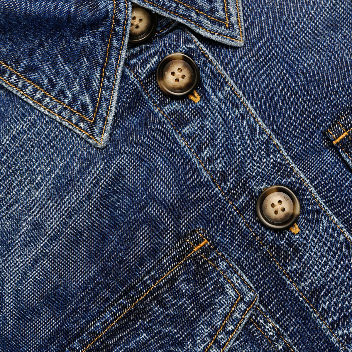 Mavi Kemer Detaylı Denim Tulum