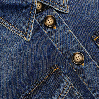Mavi Kemer Detaylı Denim Tulum