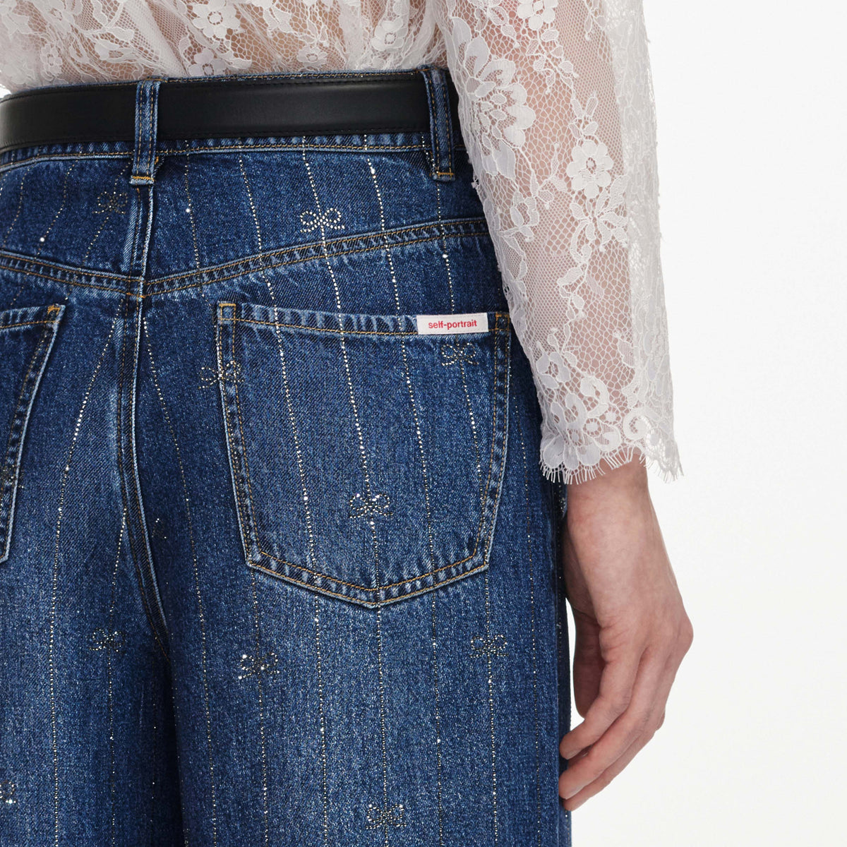 Mavi Taş Çizgili Denim Jean Pantolon