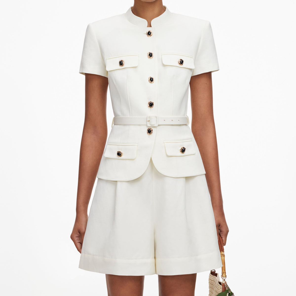Krem Keten Peplum Tulum