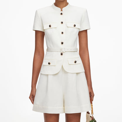 Krem Keten Peplum Tulum