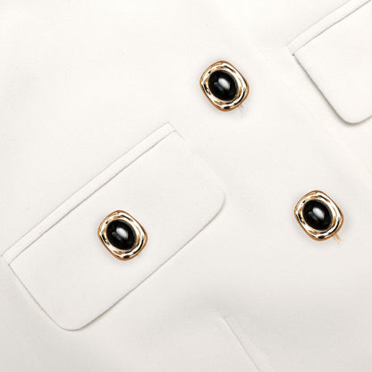 Krem Keten Karışımlı Peplum Maksi Elbise