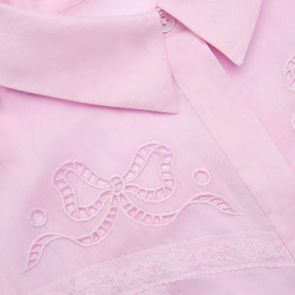 Pembe İşlemeli Midi Elbise