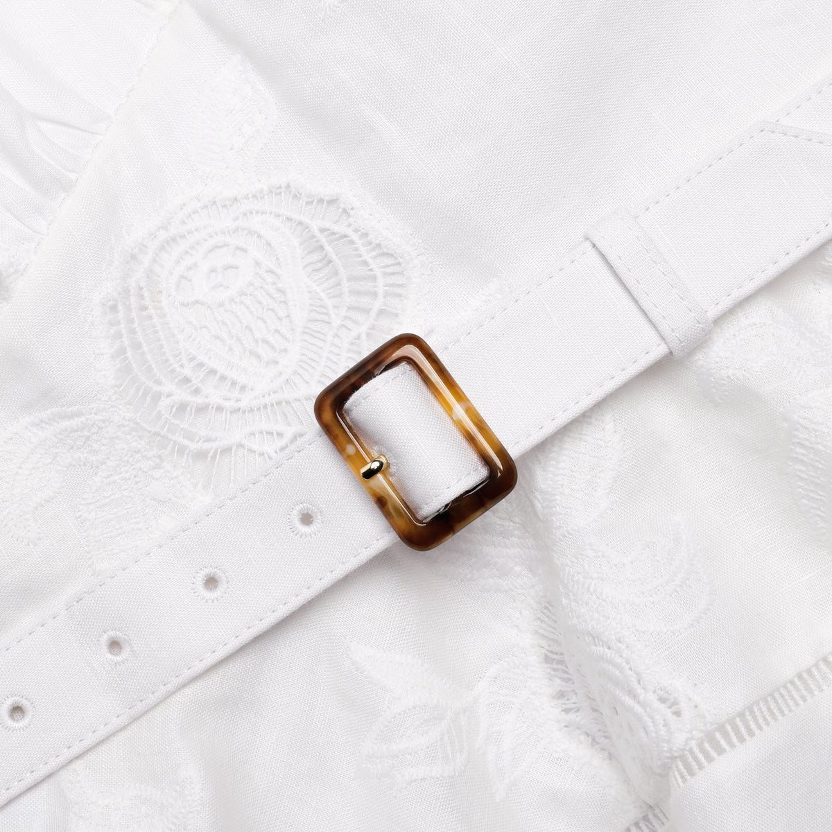 Beyaz Keten Karışımlı Peplum Mini Elbise