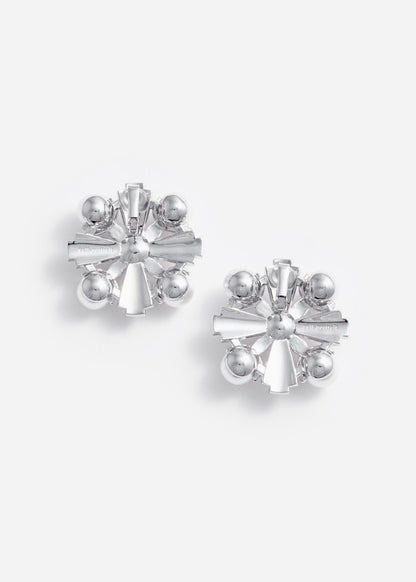 Gümüş Kristal ve İnci Detaylı Küpe