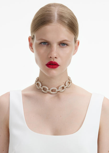 Altın Kristal Zincir Choker Kolye