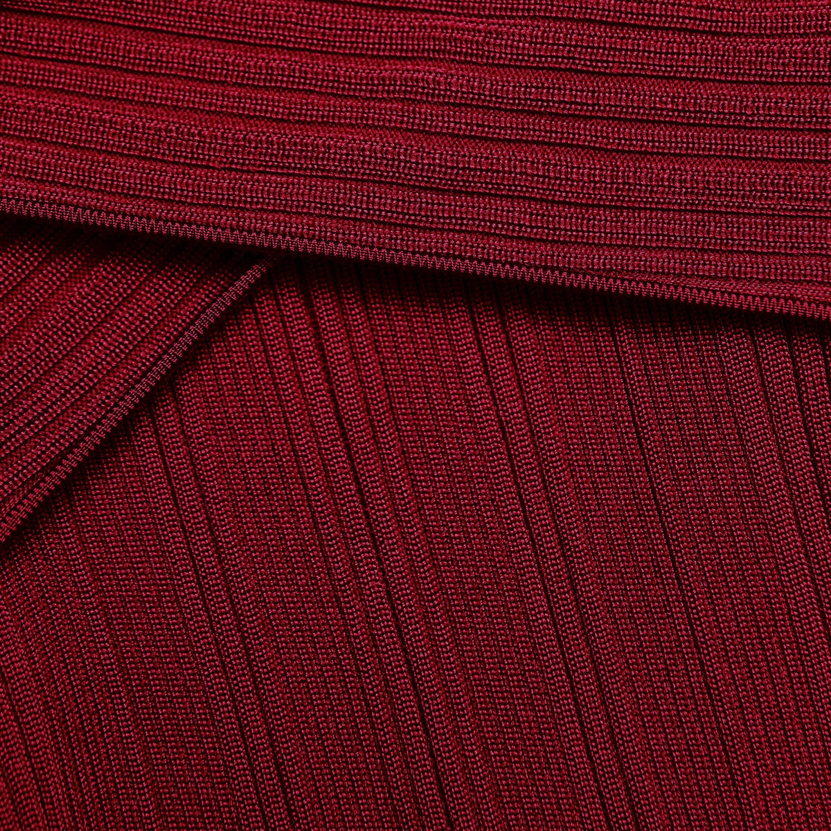 Bordo Büzgü Detaylı Triko Mini Elbise