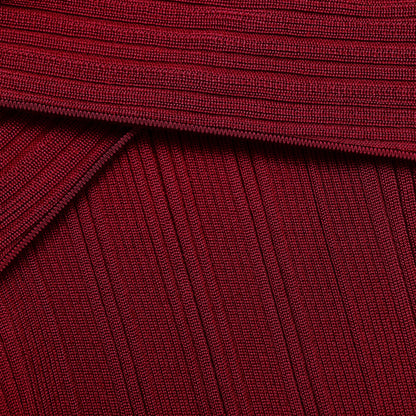 Bordo Büzgü Detaylı Triko Mini Elbise