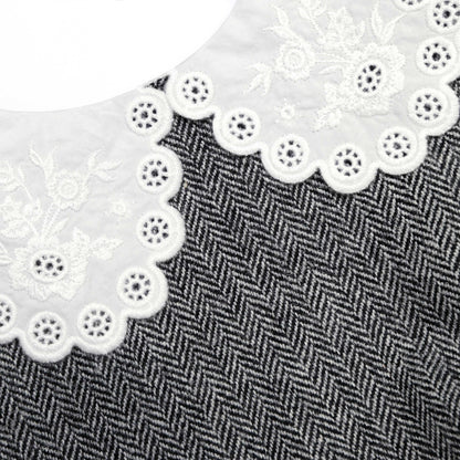 Gri Balıksırtı Yakalı Mini Elbise