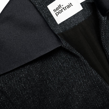 Siyah Yün Blazer Detaylı Mini Elbise