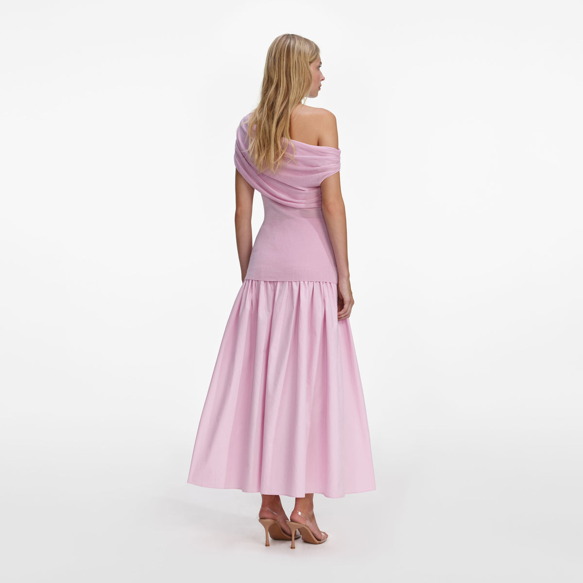 Pembe Dökümlü Triko Midi Elbise