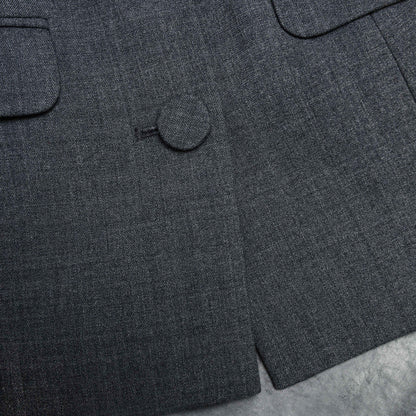 Gri Yün ve Saten Peplum Detaylı Maksi Elbise