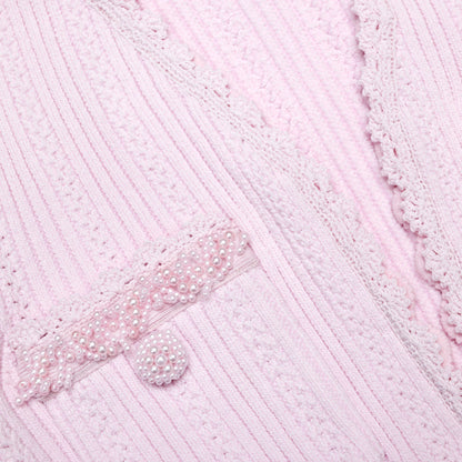 Pembe İnci Detaylı Örgü Mini Elbise