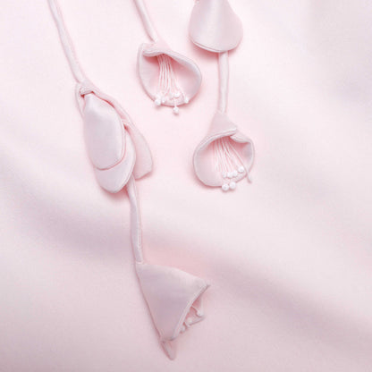 Pembe Çiçek Detaylı Tafta Mini Elbise