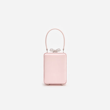 Pembe Çiçek Boncuklu Saten Mikro Çanta