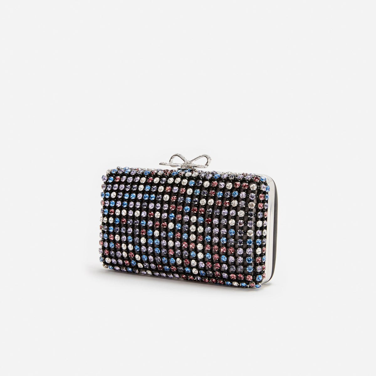 Çok Renkli Kristal ve Saten Detaylı Mini Clutch Çanta