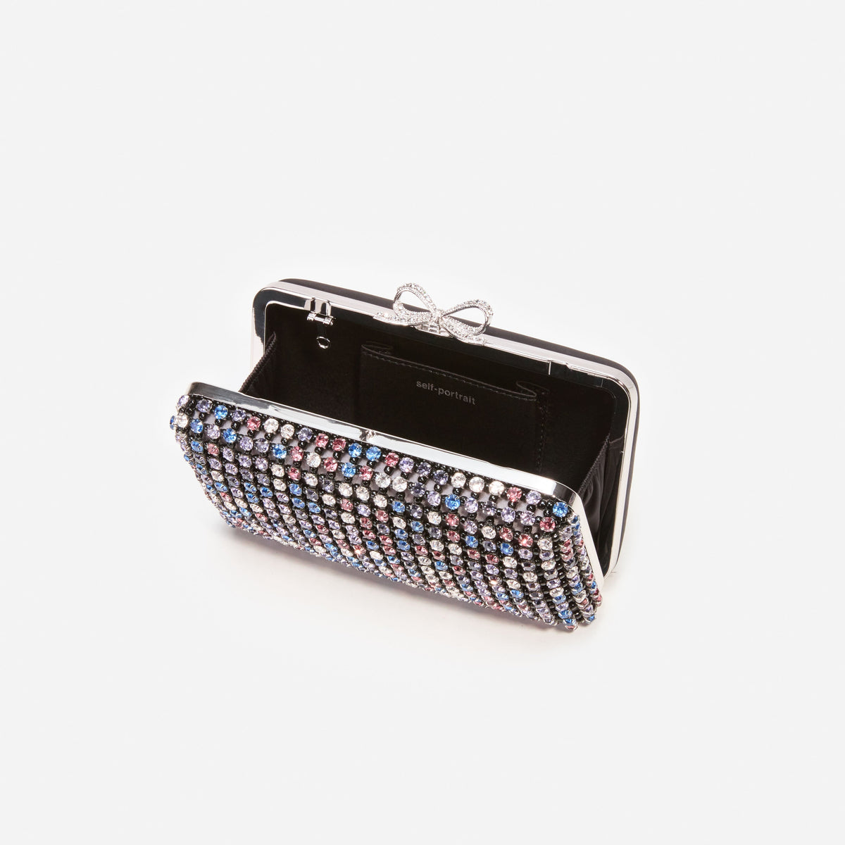 Çok Renkli Kristal ve Saten Detaylı Mini Clutch Çanta