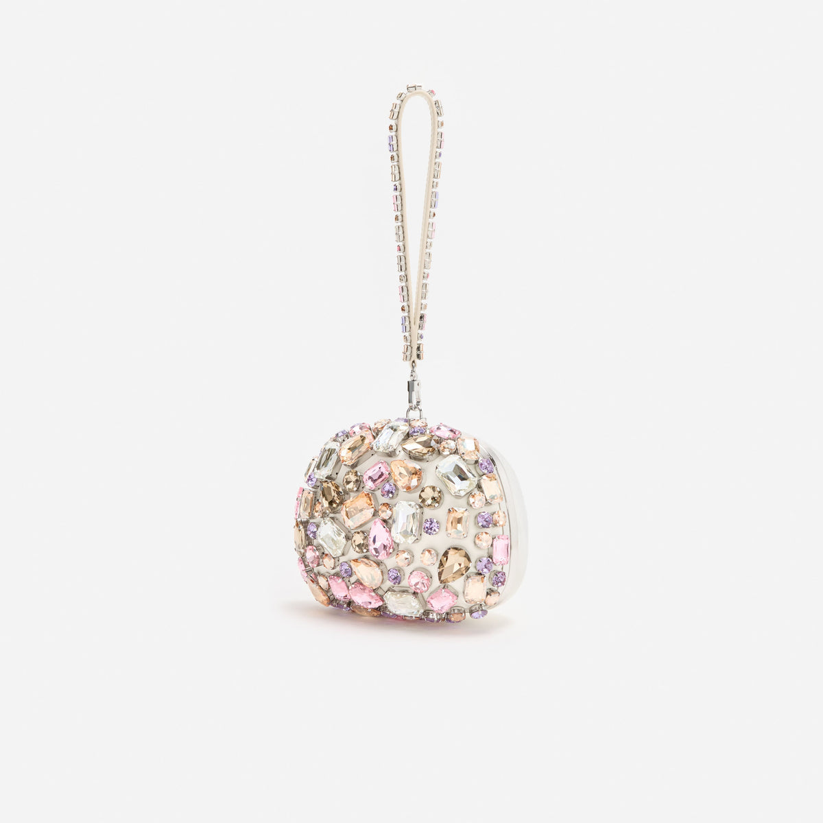 Çok Renkli Kristal ve Saten Detaylı Mini Clutch Çanta