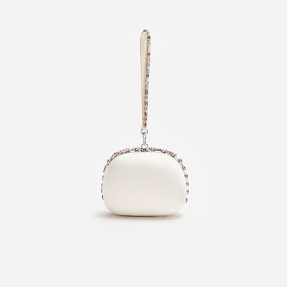 Çok Renkli Kristal ve Saten Detaylı Mini Clutch Çanta