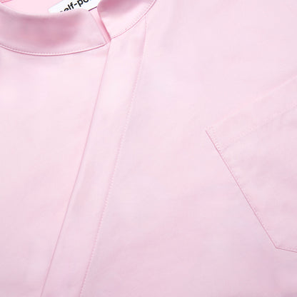 Pembe Asimetrik Pamuklu Gömlek