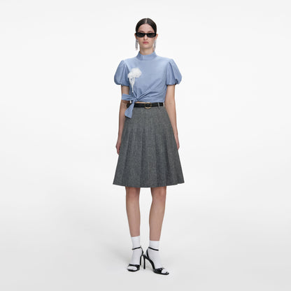 Mavi Fiyonk Detaylı Pamuklu Crop Bluz