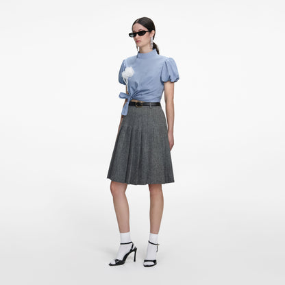 Mavi Fiyonk Detaylı Pamuklu Crop Bluz