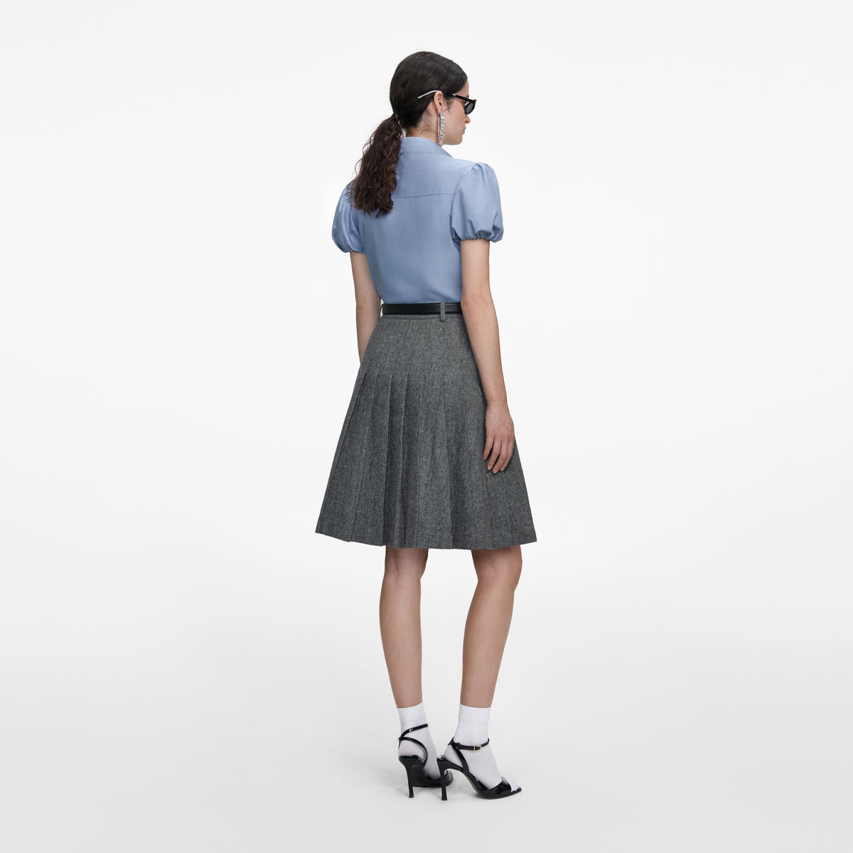 Mavi Fiyonk Detaylı Pamuklu Crop Bluz