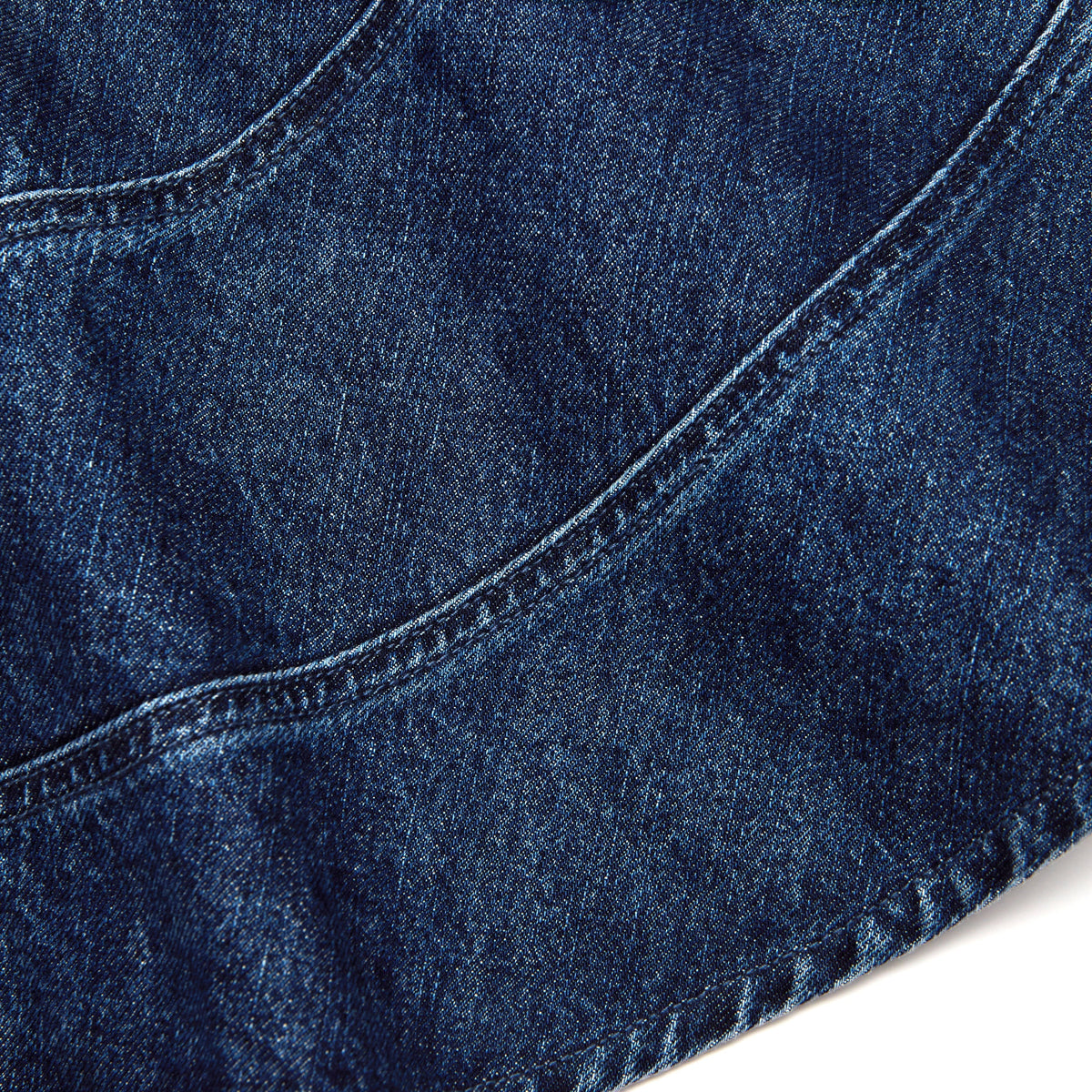 Mavi Kemer Detaylı Genişleyen Denim Mini Etek
