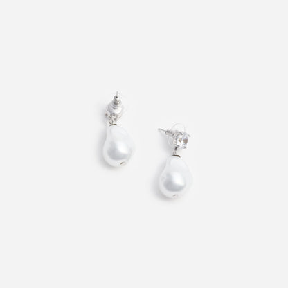 Gümüş Kristal ve Alacalı İnci Küpe