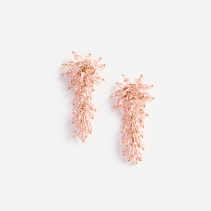 Pembe Kristal Küme Detaylı Küpe
