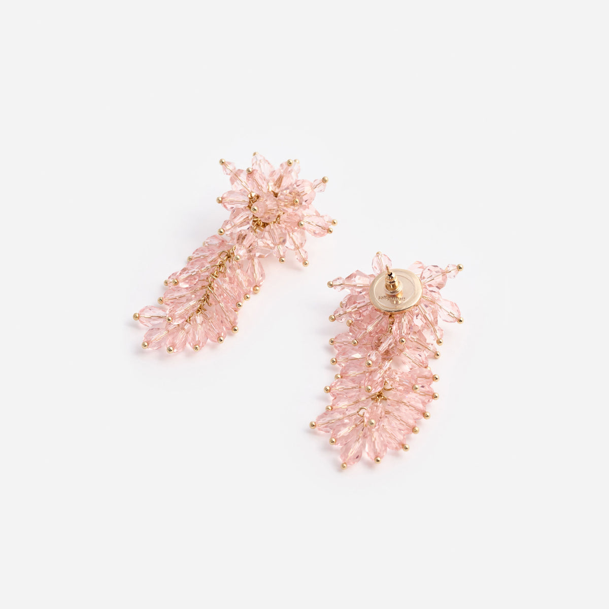 Pembe Kristal Küme Detaylı Küpe