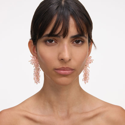 Pembe Kristal Küme Detaylı Küpe