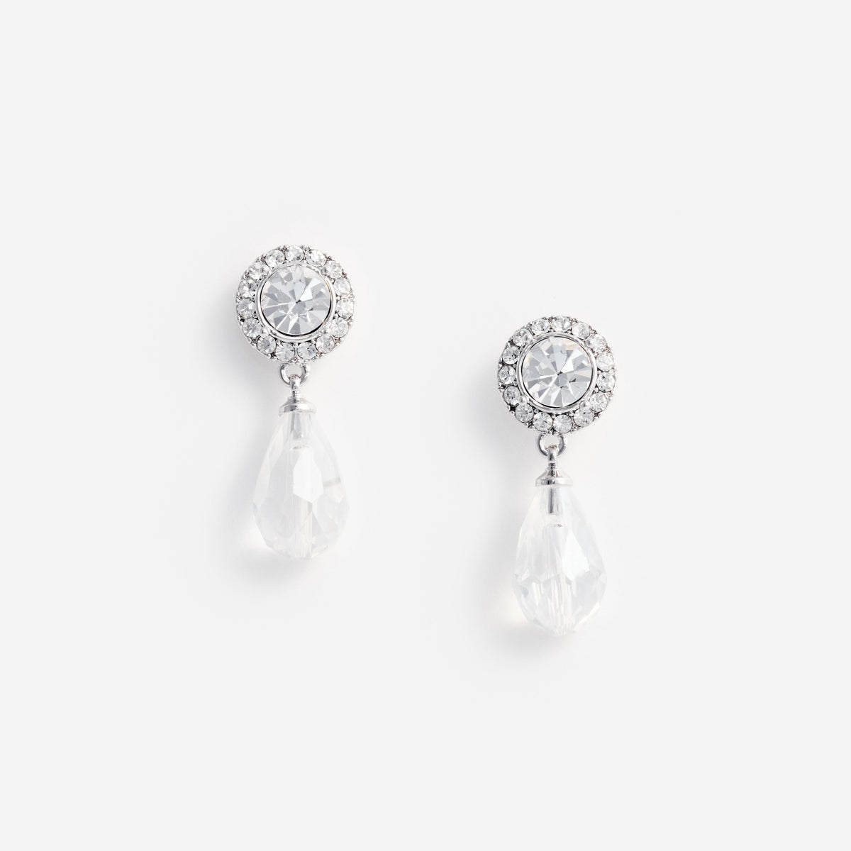 Gümüş Kristal Detaylı Katlı Mini Küpe