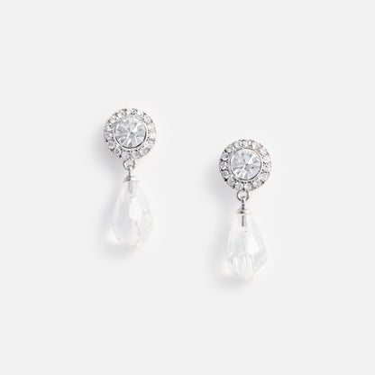 Gümüş Kristal Detaylı Katlı Mini Küpe