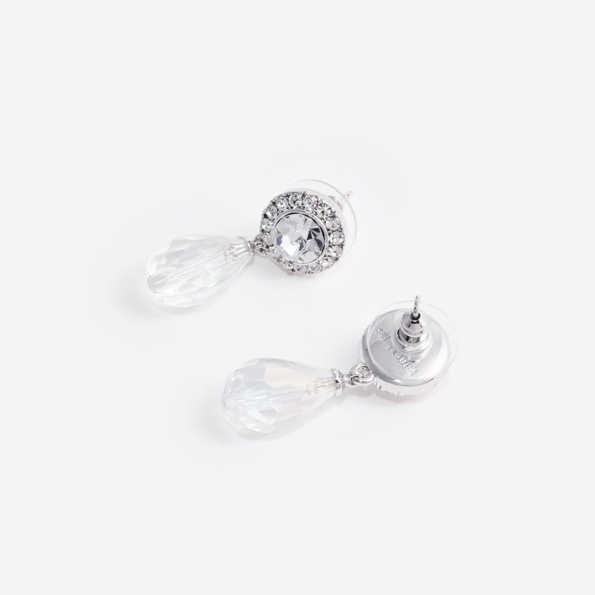 Gümüş Kristal Detaylı Katlı Mini Küpe
