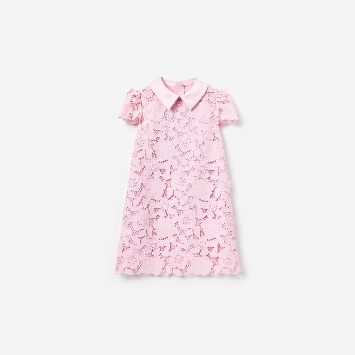 Pembe Çiçek Dantel Detaylı Çocuk Elbise