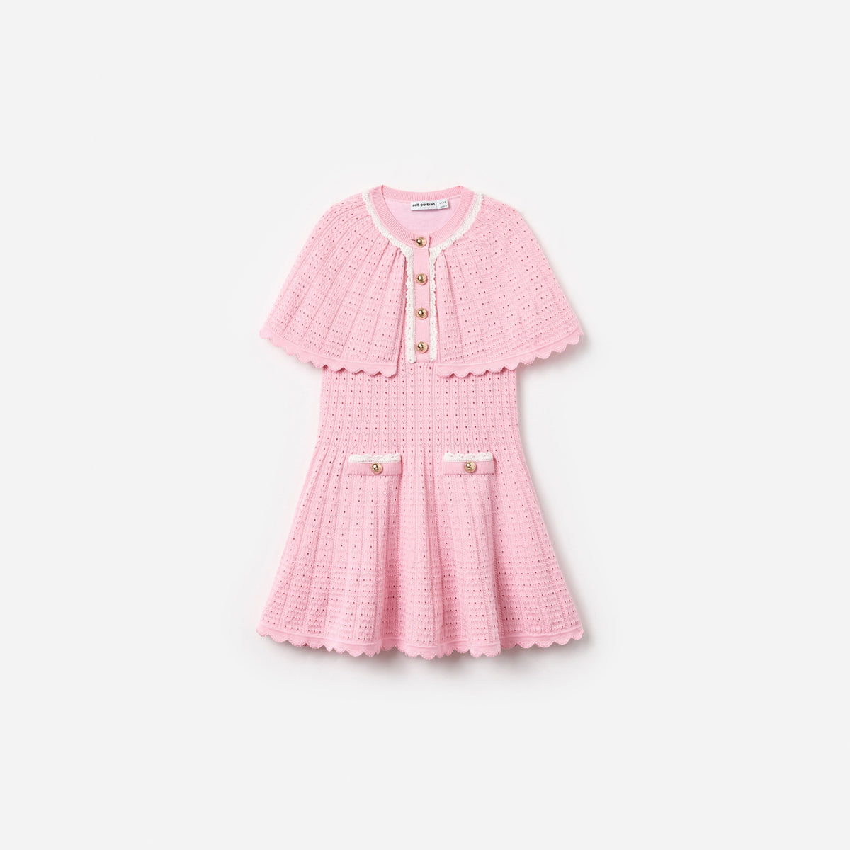 Pembe Pelerin Detaylı Triko Çocuk Elbise