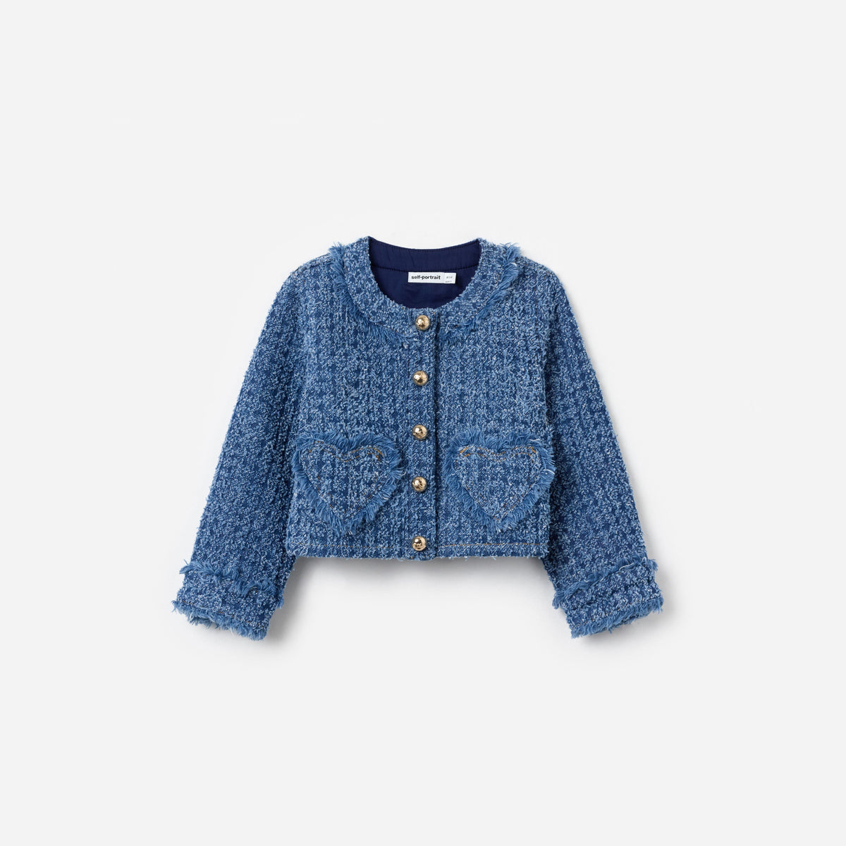 Mavi Kalp Detaylı Çocuk Denim Ceket