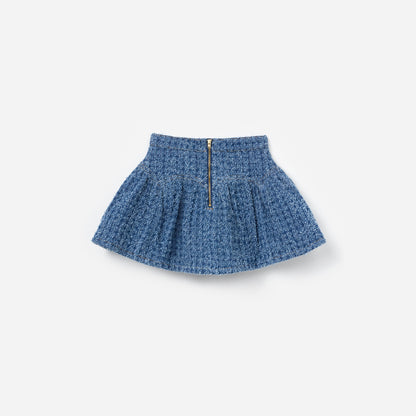 Dokulu Denim Çocuk Etek