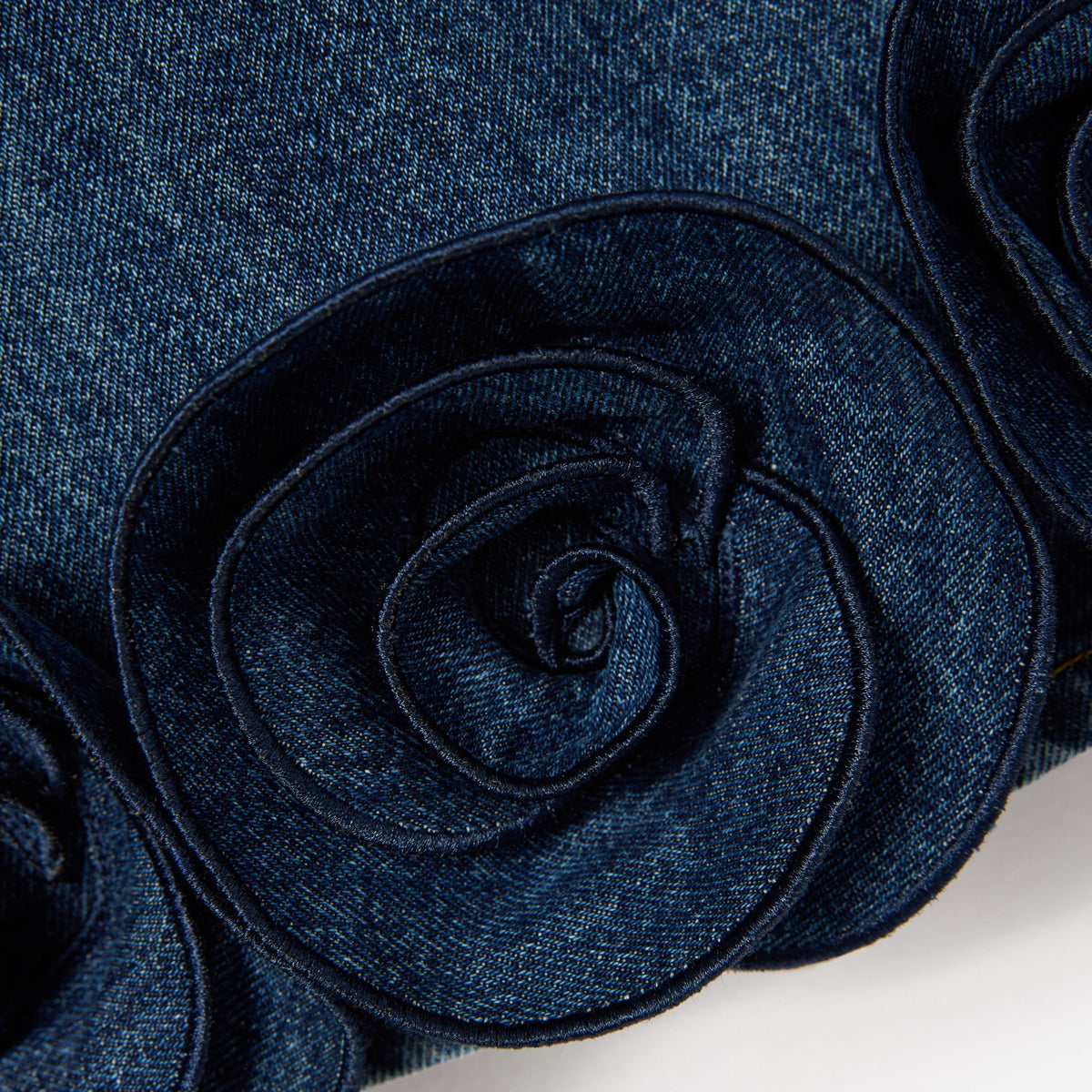 Mavi Çiçek Detaylı Denim Çocuk Mini Elbise